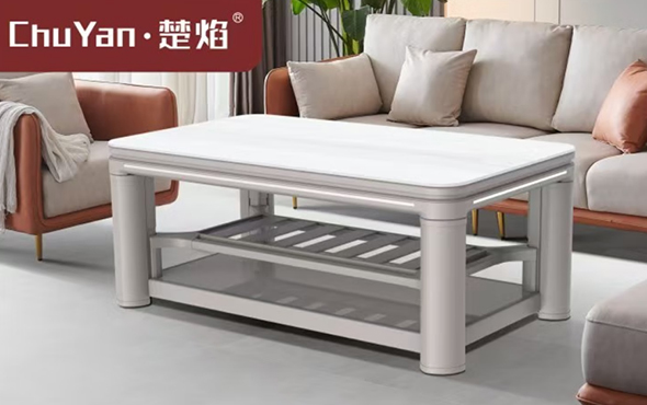 星空真人高端升降茶几电暖桌 茶几智能升降电器C23-6D-卡拉米白[底板升降]