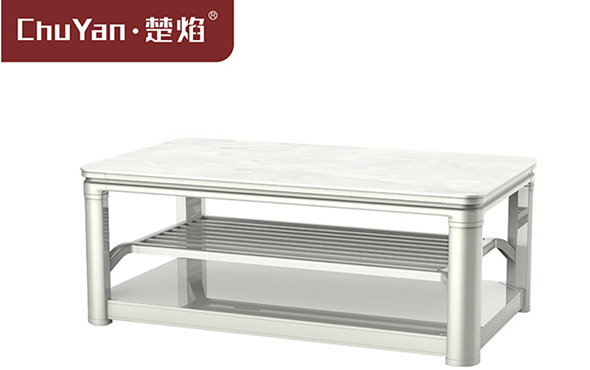 星空真人高端升降茶几电暖桌 茶几智能升降电器Y24-1-奶油白[固定中层]