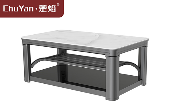 星空真人高端升降茶几电暖桌 茶几智能升降电器B24-白玉石[固定中层]