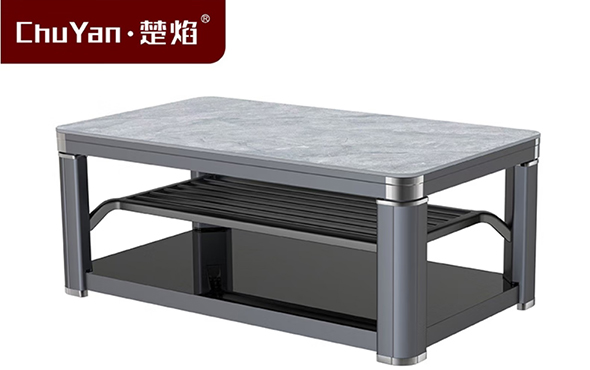 星空真人高端升降茶几电暖桌 茶几智能升降电器Y23-6固定中层-深砂灰[普达拉斯]