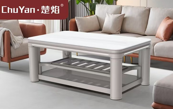 星空真人高端升降茶几电暖桌 茶几智能升降电器C23-6D-卡拉米白[底板升降]