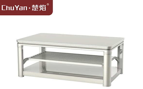 星空真人高端升降茶几电暖桌 茶几智能升降电器Y24-1-白砂奶灰[固定中层]