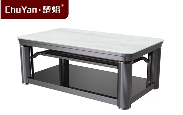 星空真人高端升降茶几电暖桌 茶几智能升降电器E22-1-紫灰[白玉石]