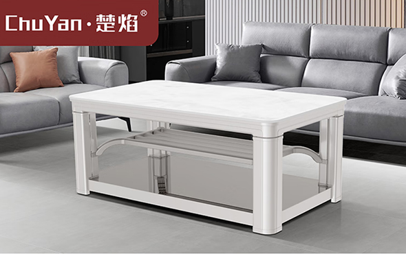 星空真人高端升降茶几电暖桌 茶几智能升降电器B24一6奶油和田玉